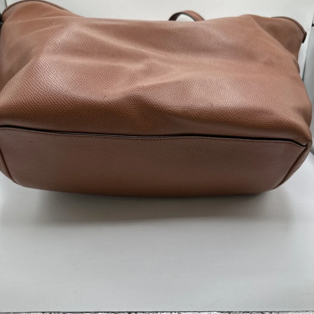 Coach Brown Saffiano Leather Large Double Handle Zip Travel Tote Bag Purse 12x19 - Picture 7 of 12